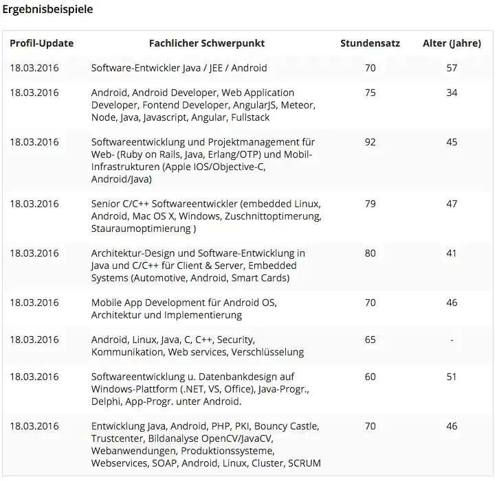 Gulp Stundensatzkalkulator Ergebnisbeispiele