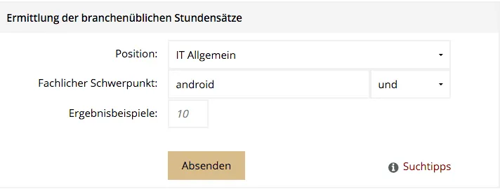 Gulp Stundensatzkalkulator Suche